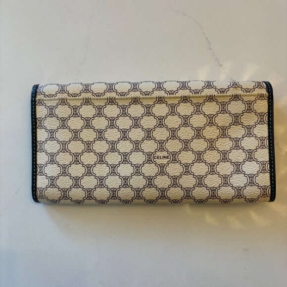 Vintage Celine Macadam Triomphe Canvas Long Flap Wallet – Cream/Brown - Picture 2 of 9